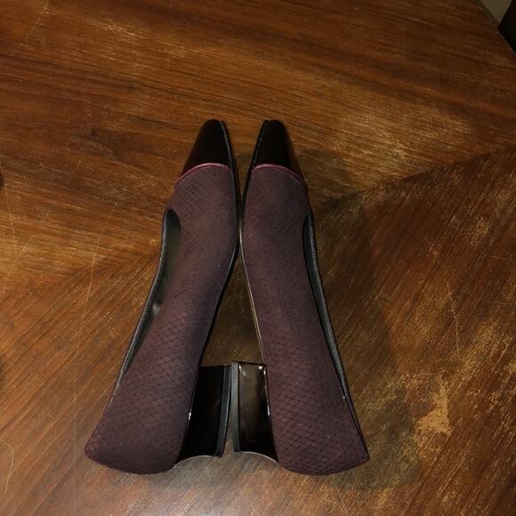 Vaneli Burgundy Preppy Academia Professional Patent Caps Flat Toe Ballet Flats - Picture 10 of 14